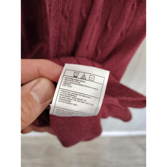 Men's Oak Hill Cable Knit Sweater Size 2xl Burgundy Preppy Church Office Comfort - Picture 6 of 8